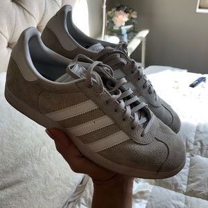 Light tan suede adidas sneakers
